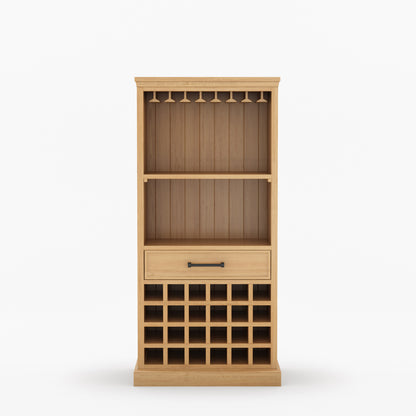 Palo Alto Solid Wood Wine Bar Cabinet with Glass Rack