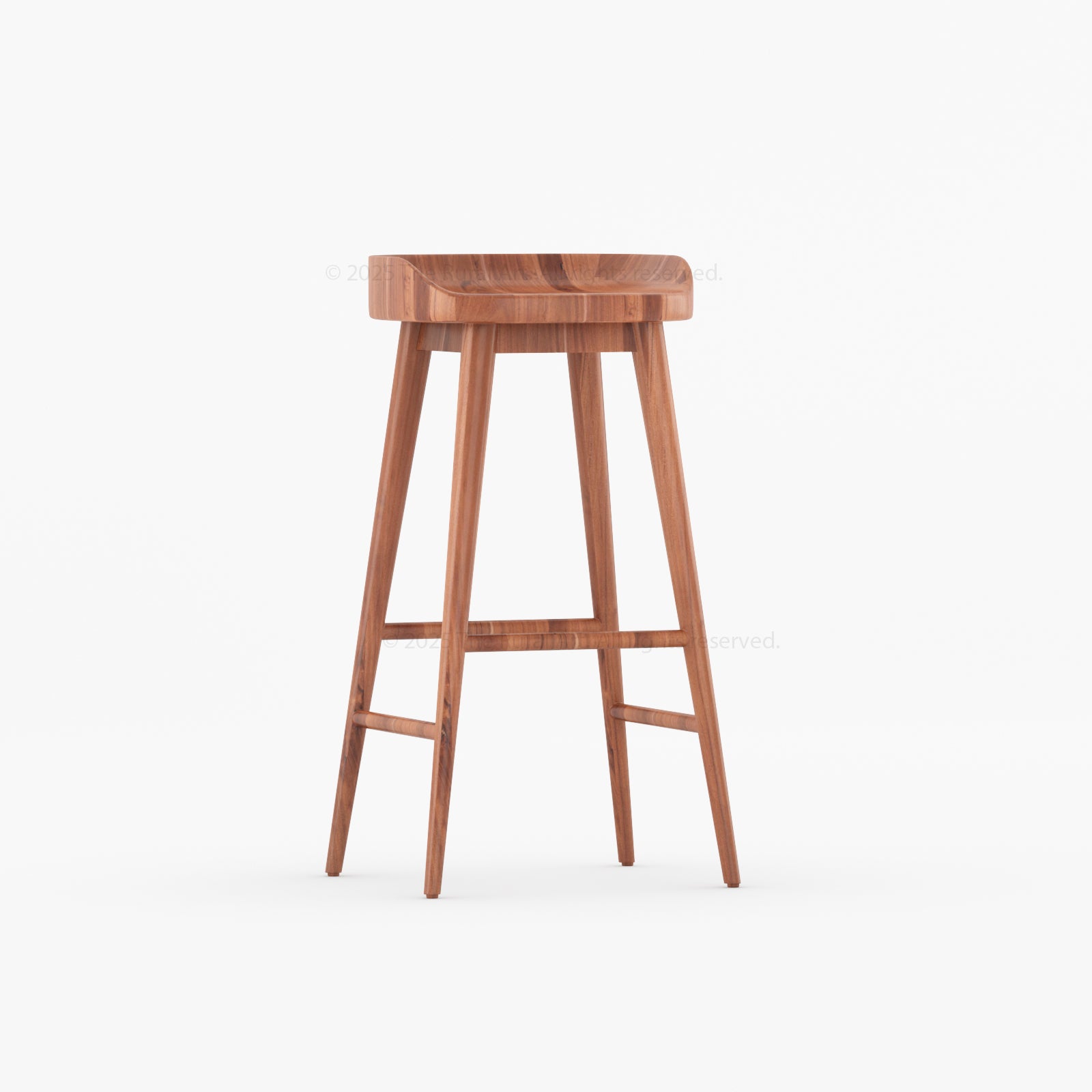 Ithaca Solid Wood Bar Stool Sculpted Seat Mid Century Elegance