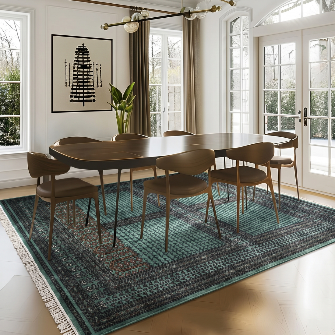 Aspen Hand-Knotted Wool Tribal Rug – Sage Green &amp; Charcoal | Medium Pile Mild Soft Finish