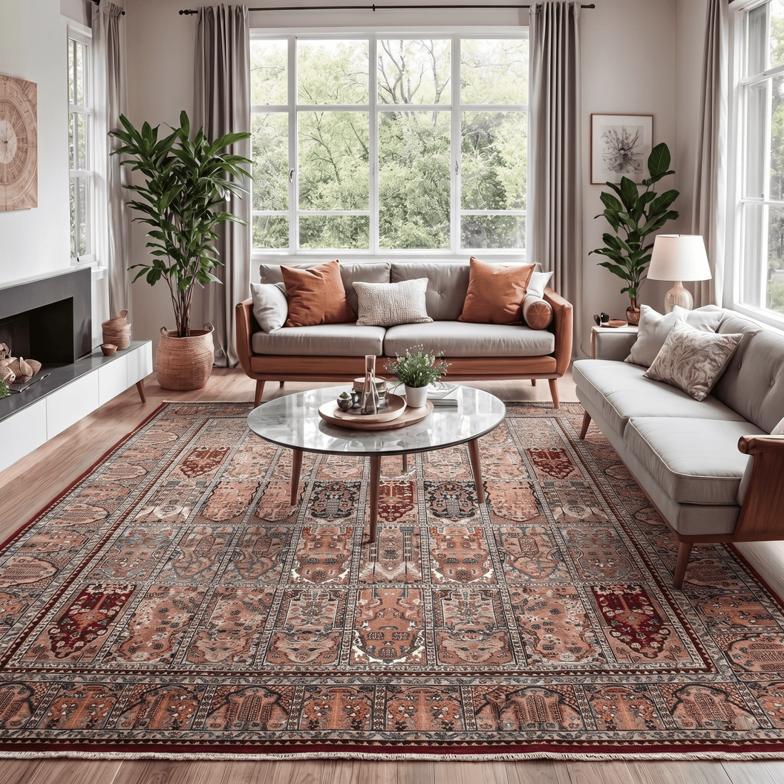 Bozeman Hand-Knotted Wool Oriental Rug – Dusty Rose, Crimson &amp; Ivory