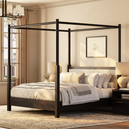 Hartsville Upholstered Solid Wood Canopy Bed
