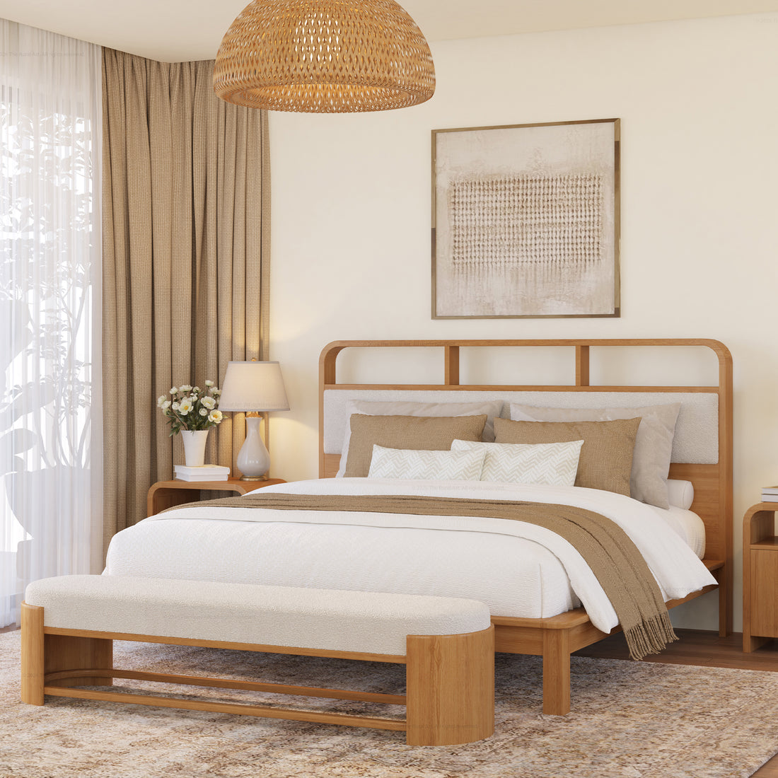 Chico Solid Wood Platform Bed with Upholstered Display Headboard