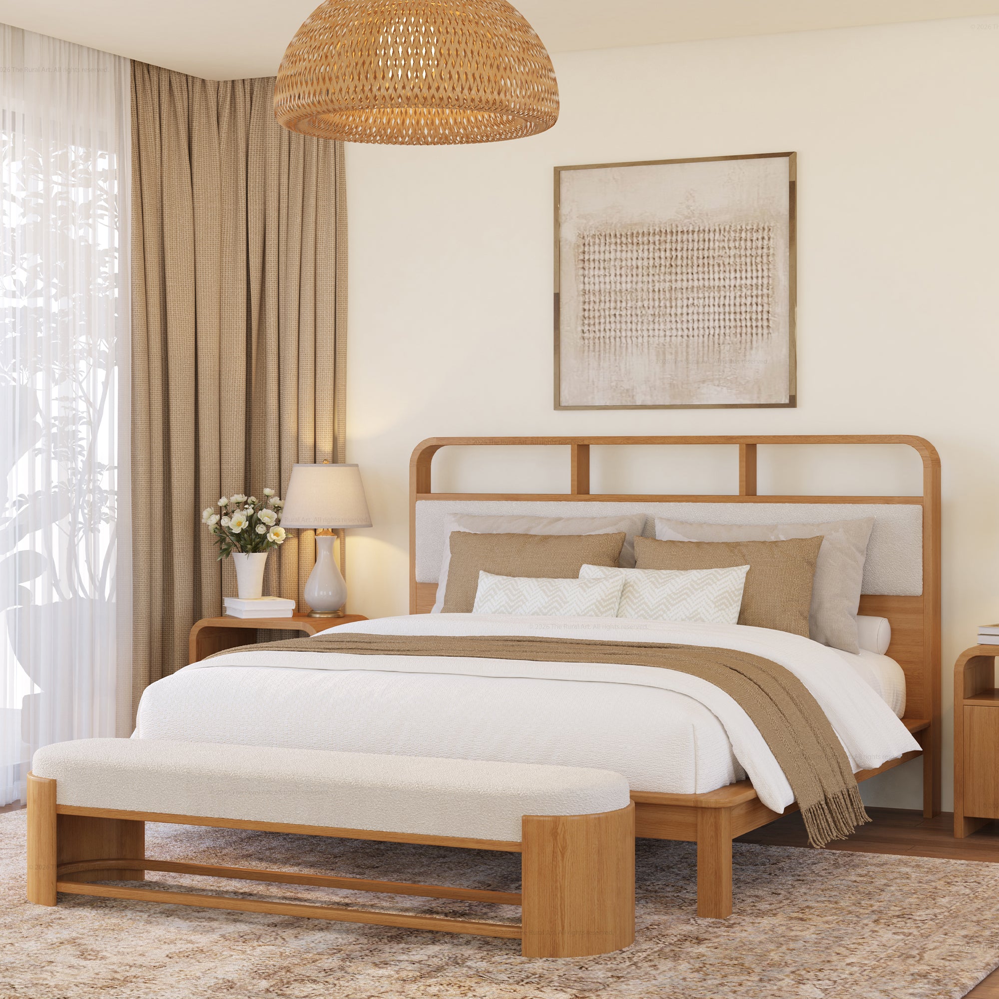 Chico Solid Wood Platform Bed with Upholstered Display Headboard