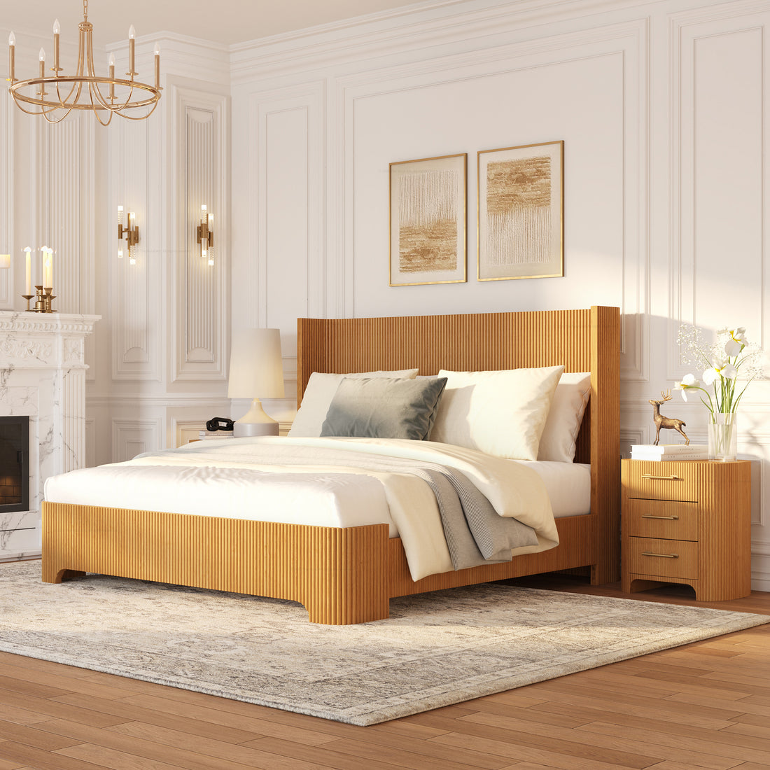 Bartow Fluted Solid Wood Platform Bed