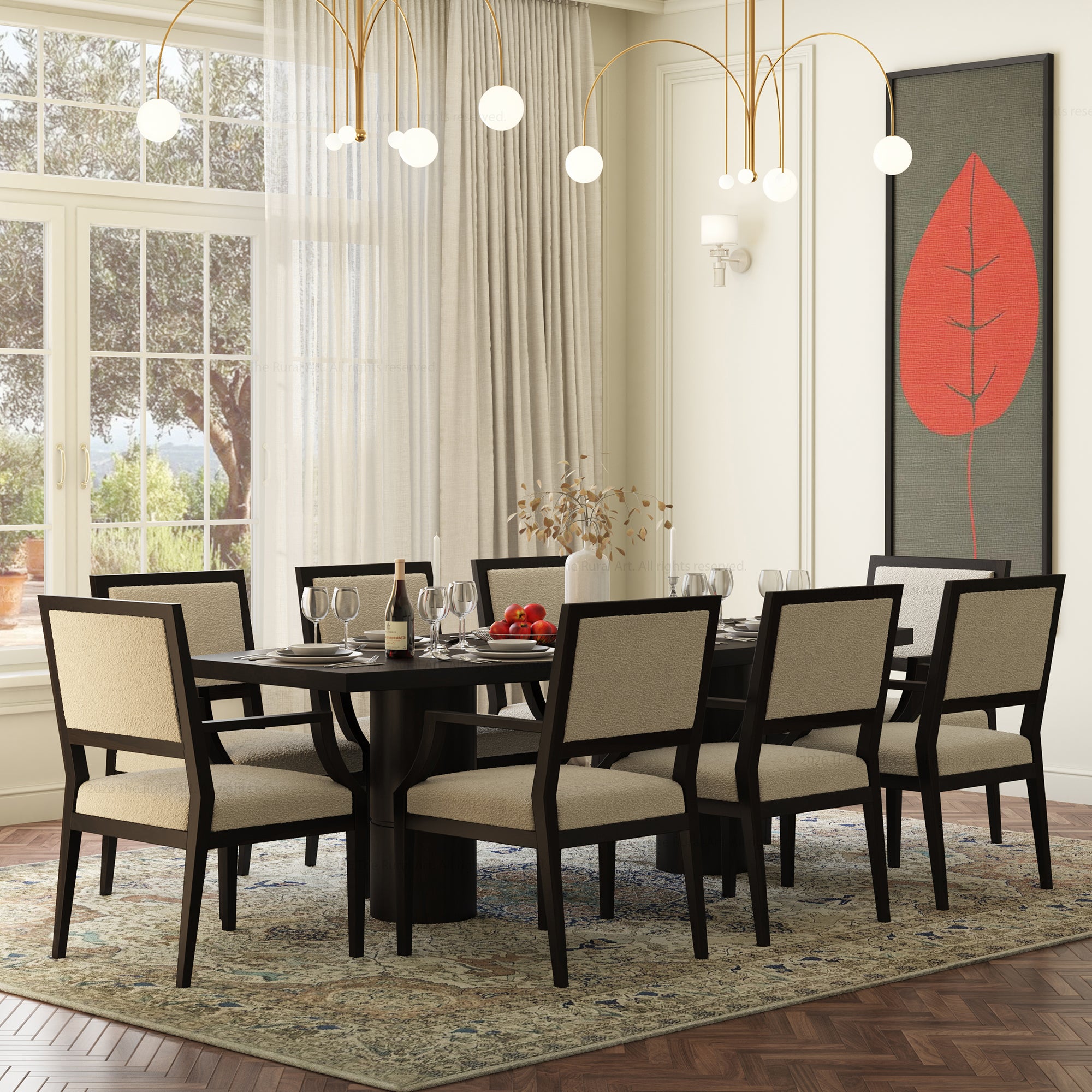 Winslow Solid Wood Oval Dining Table Set with Upholstered Chairs