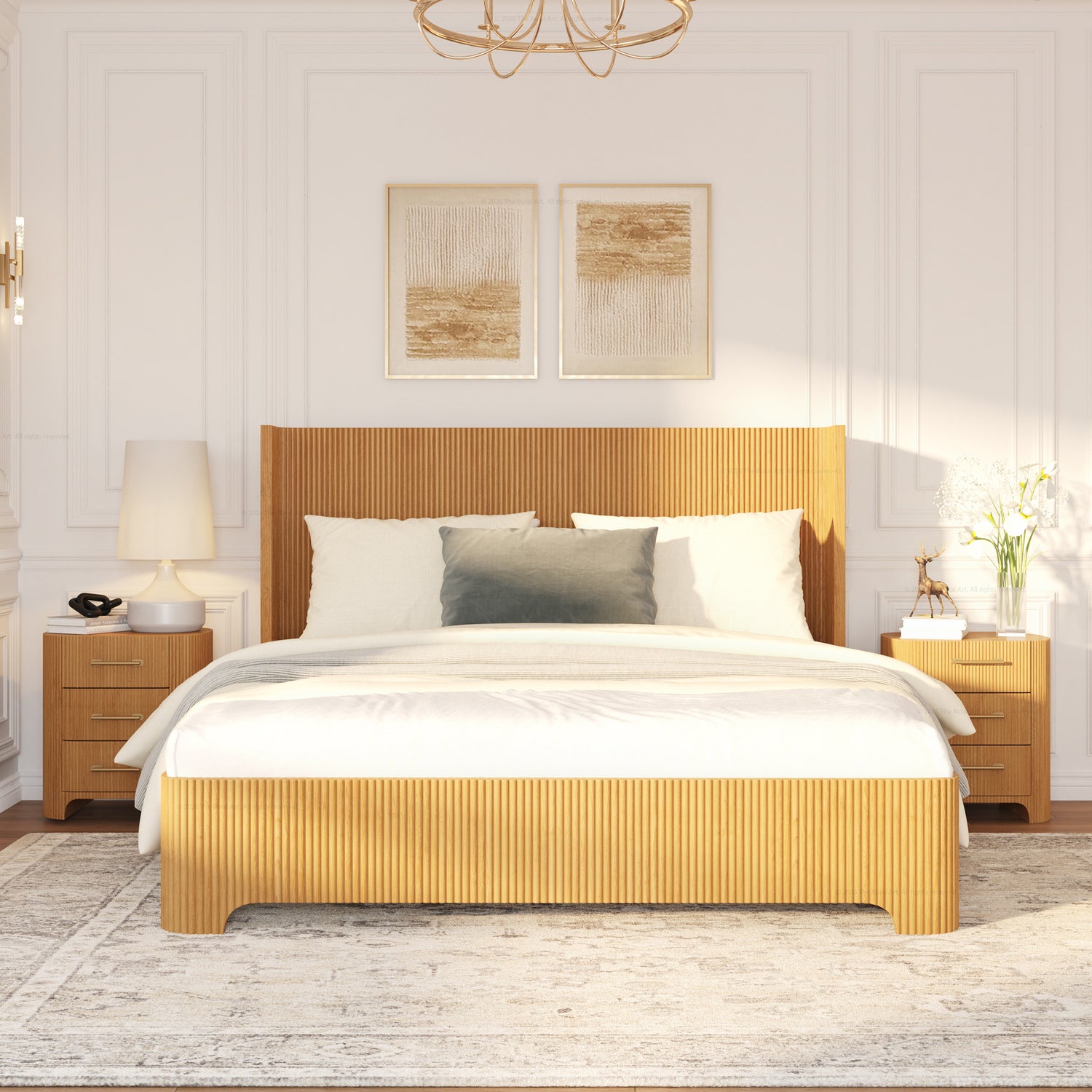 Bartow Modern Solid Wood Bedroom Set with Fluted Detailing