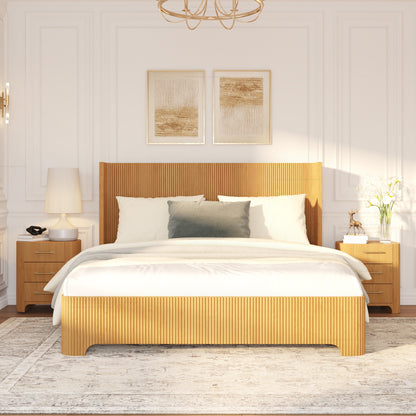Bartow Modern Solid Wood Bedroom Set with Fluted Detailing