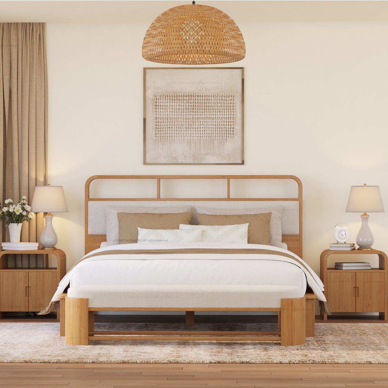 Chico Solid Wood Platform Bed with Upholstered Display Headboard