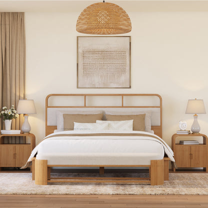 Chico Solid Wood Platform Bed with Upholstered Display Headboard