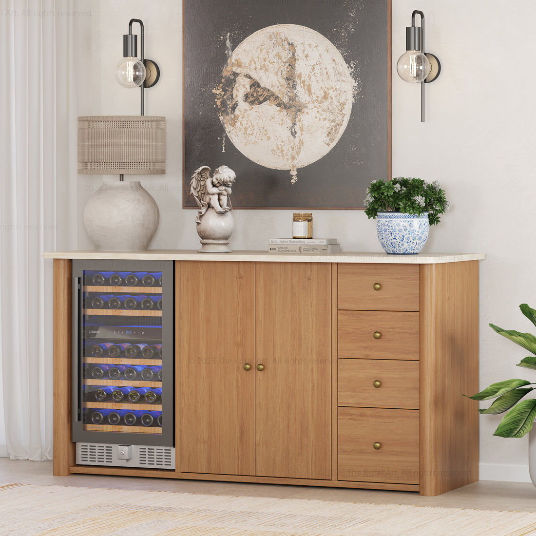 Blytheville Dual Tone Sideboard with Mini Fridge Space