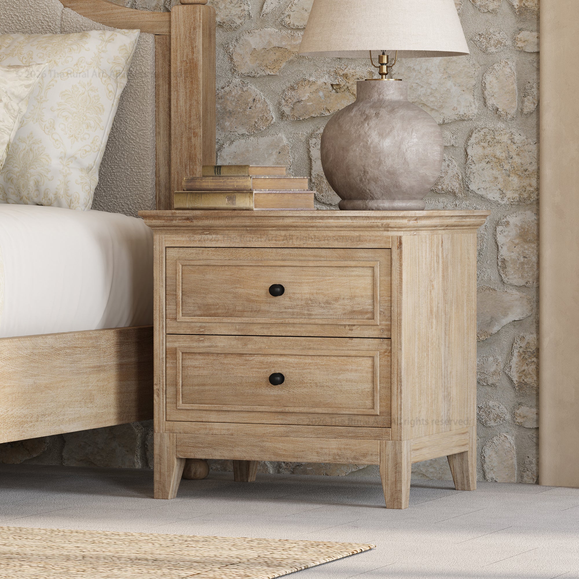 Anniston Solid Wood Nightstand with 2 Drawers
