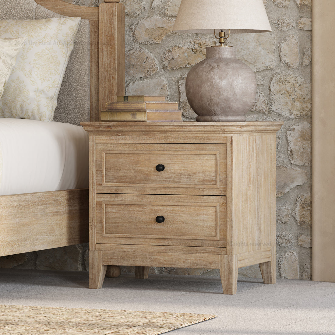 Anniston Solid Wood Nightstand with 2 Drawers