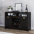 Somerset Black Wine Bar Cabinet | Solid Wood Sideboard with Glass Rack & Bottle Storage
