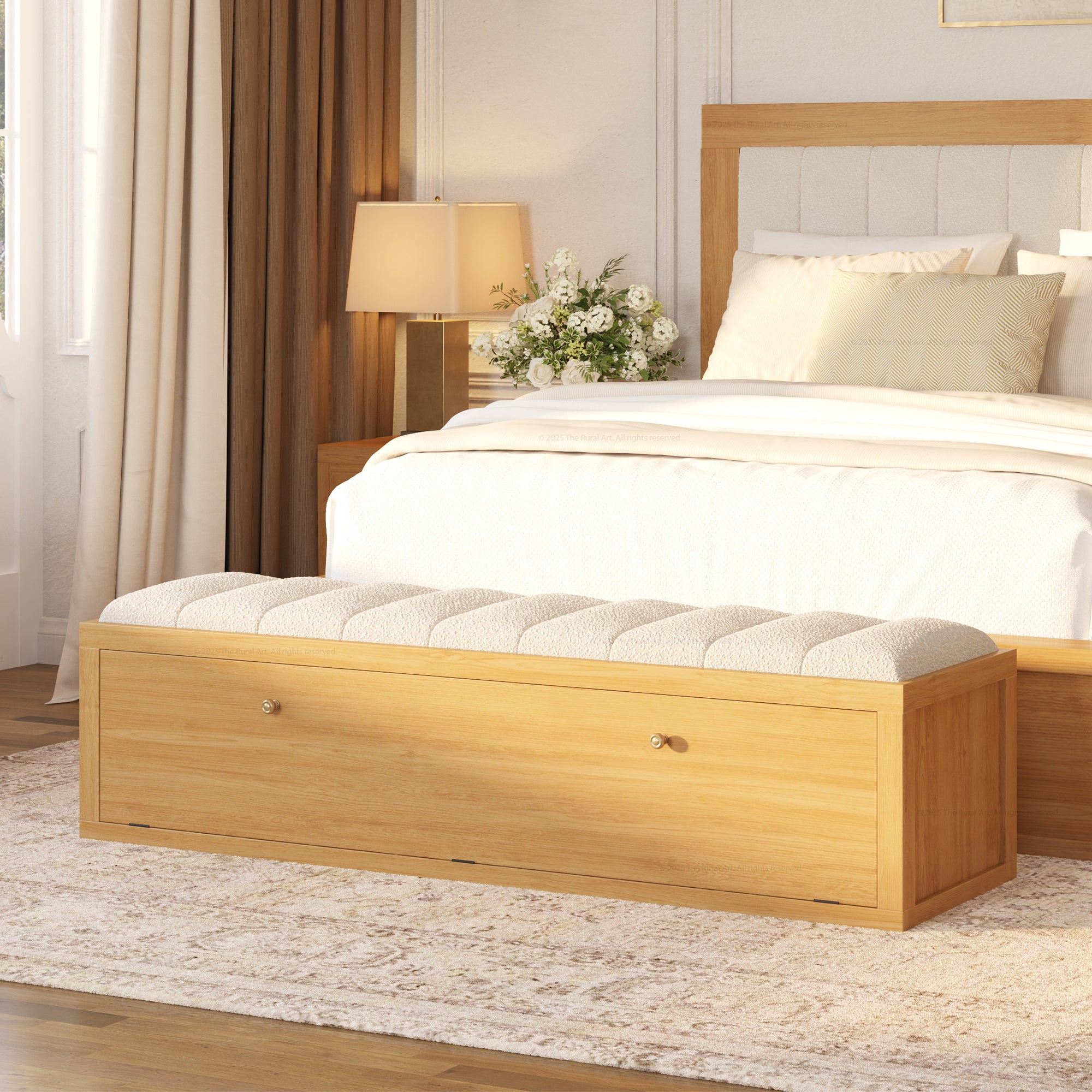 Seward Modern Heritage Solid Wood Bedroom Set with Upholstered Bed