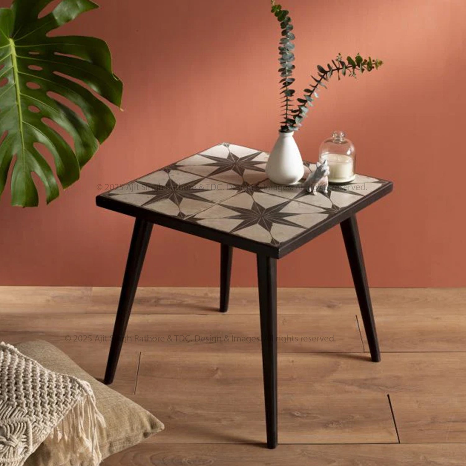 Nyack Handcrafted Tile Inlay Side Table – Artisanal Elegance for Your Space