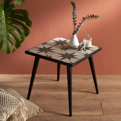 Nyack Handcrafted Tile Inlay Side Table – Artisanal Elegance for Your Space