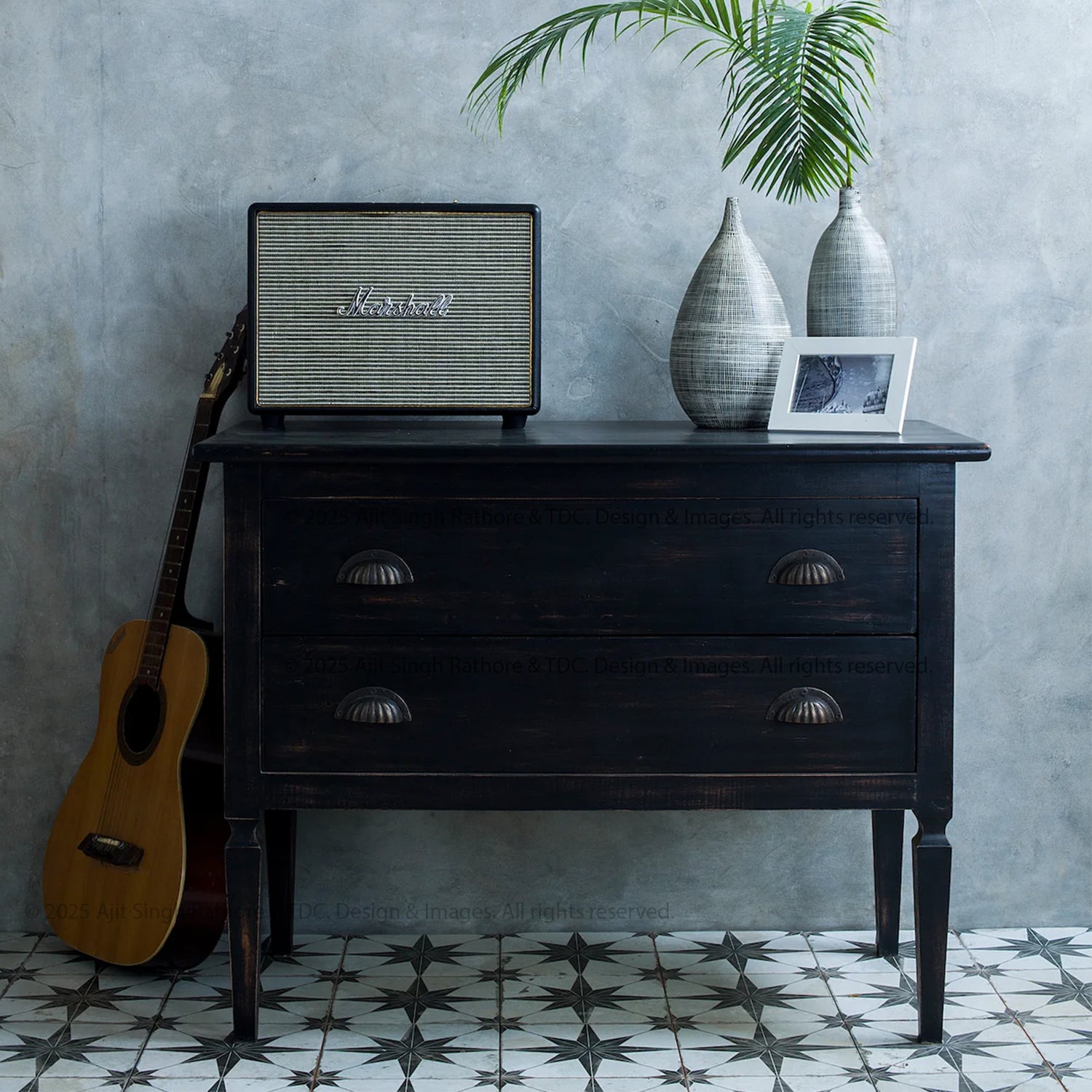 Seneca Falls Rustic Black Solid Wood Chest of Drawers