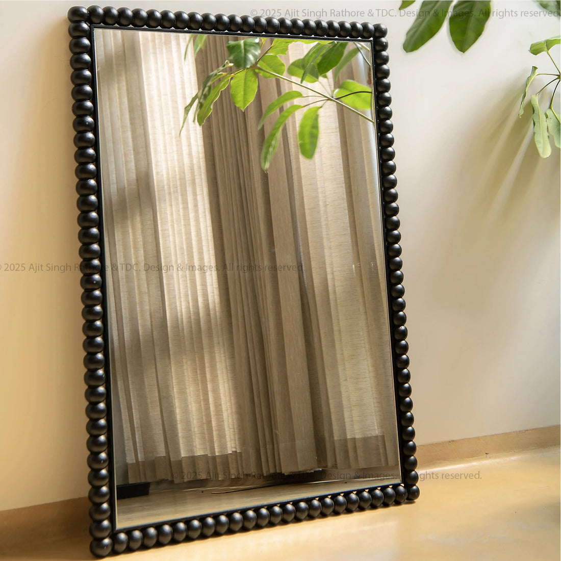 Great Neck Sophisticated Black Beaded Mirror Frame