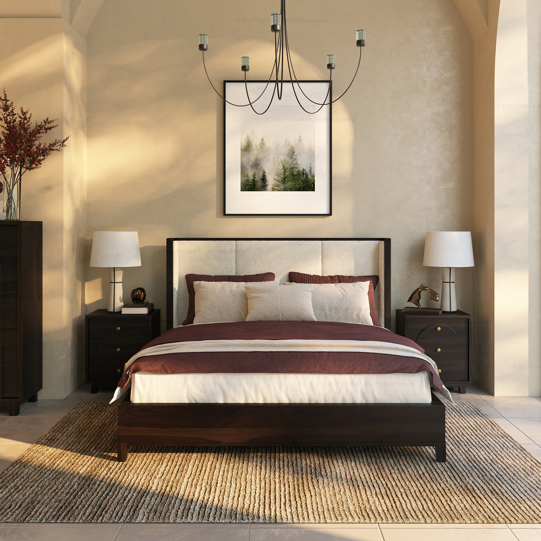 Livingston Luxe Solid Wood Shelter Bed with Bouclé Upholstered