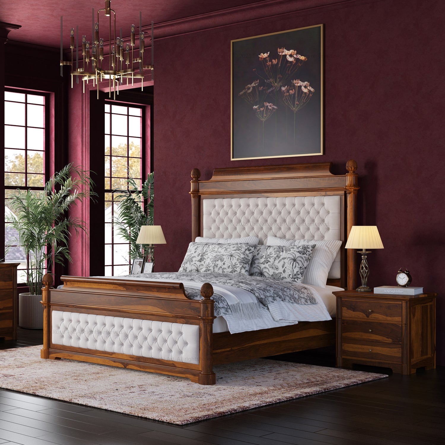 Abilene Solid Wood Platform Bed with Hand Tufted Upholstered Headboard