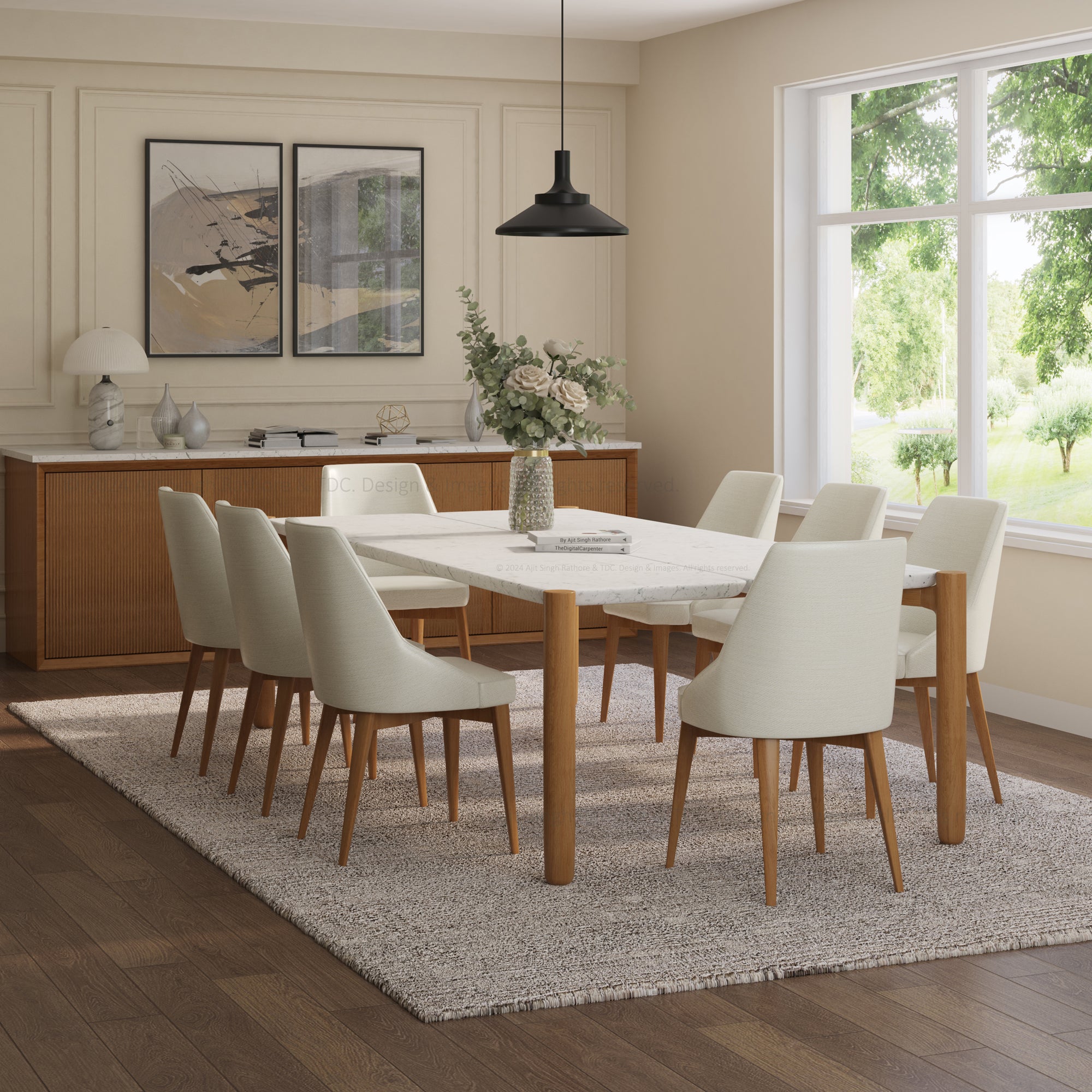 Farmington Teak Wood Modern Dining Table