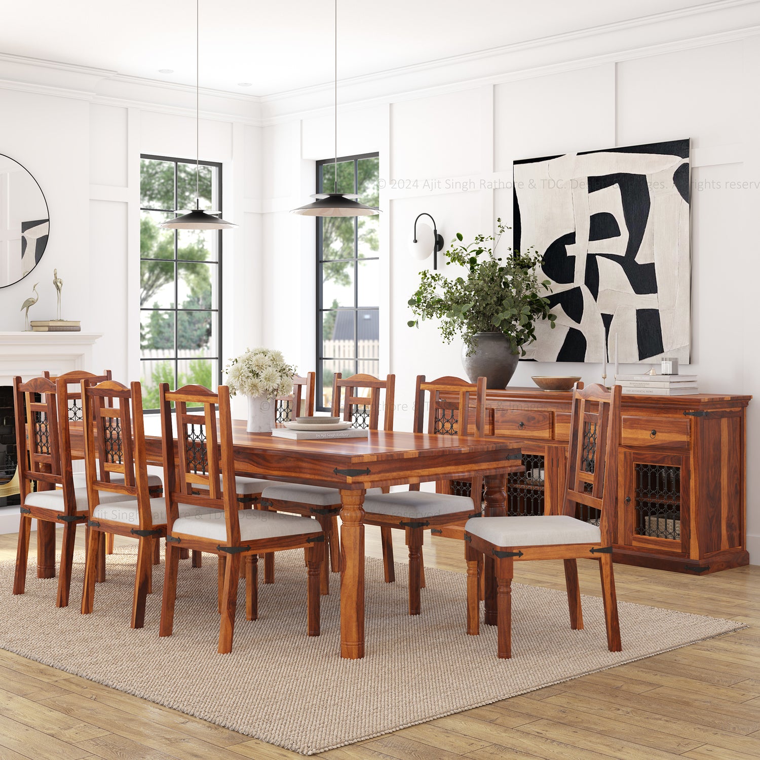 Naples Traditional Rustic Solid Wood Dining Table