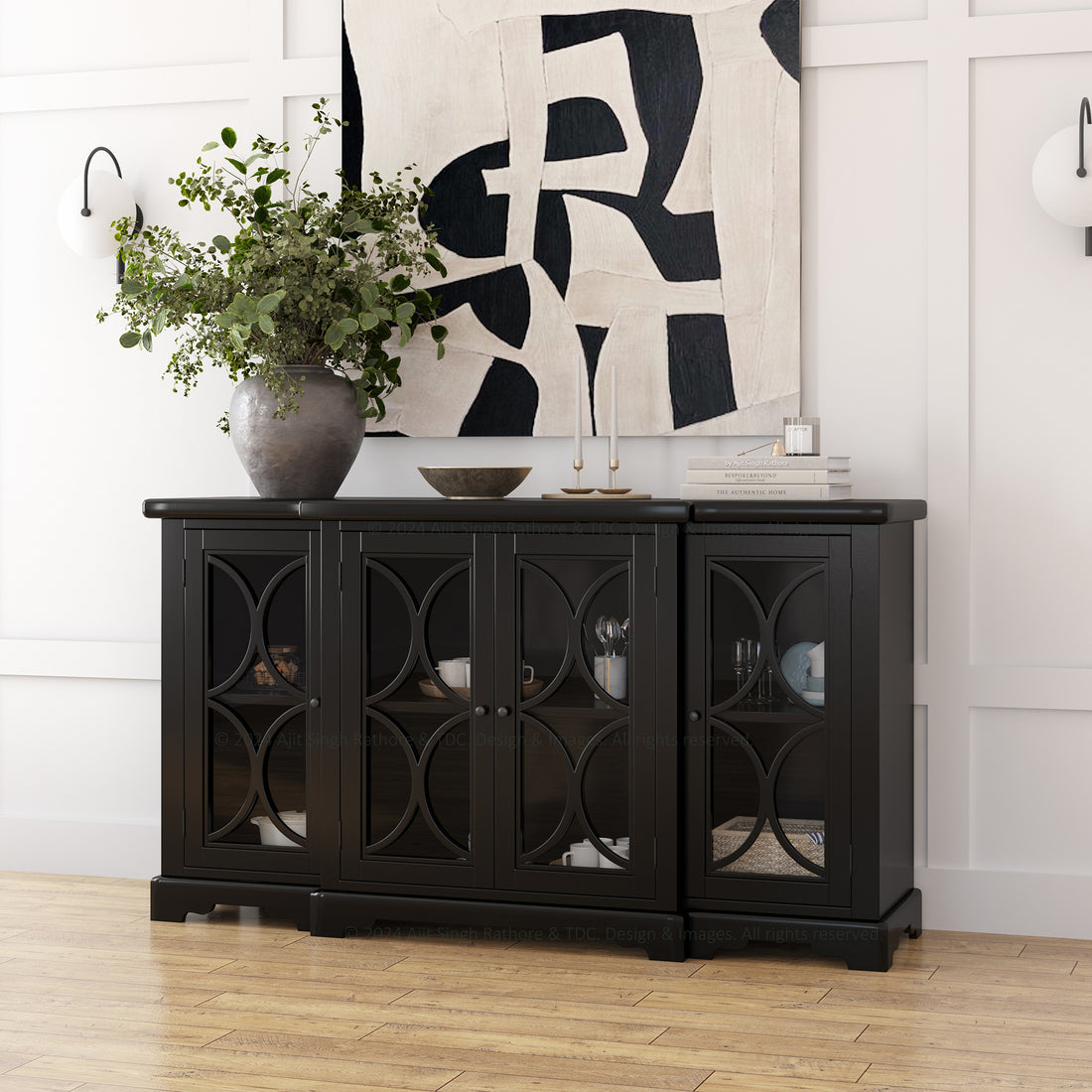 High Sierra Solid Wood Buffets Sideboard with Glass Door