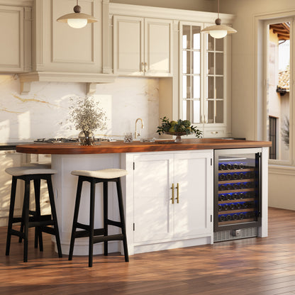 Danville Solid Wood Kitchen Island with Built-In Wine Cooler &amp; Storage Cabinets