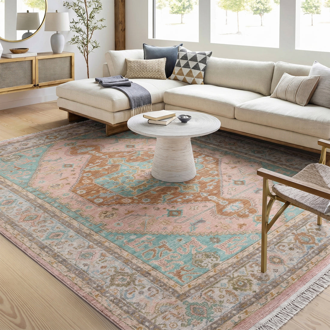 Algarve Vintage Oushak Hand-Knotted Wool Rug