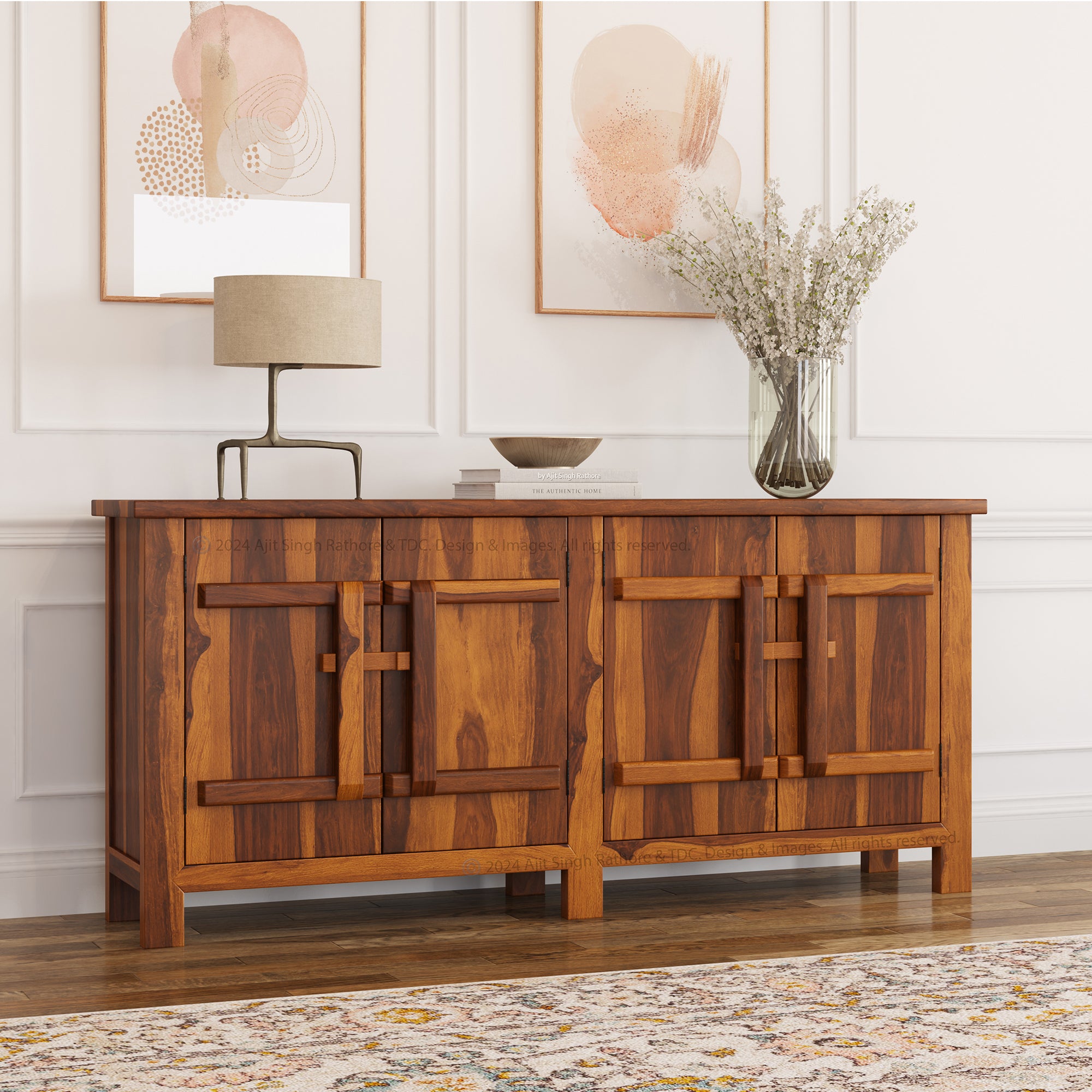 El Cerrito Solid Wood 4 Door Buffet Sideboard