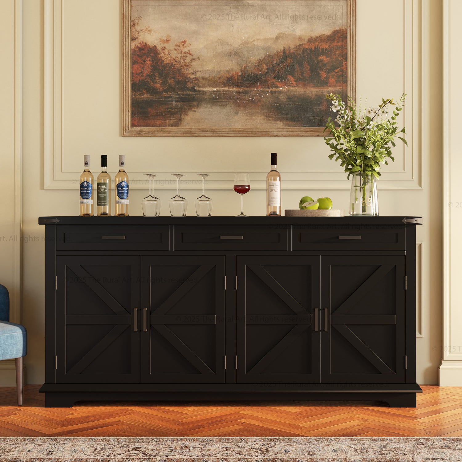 Lincoln Estate Cross-Panel Wine Bar Cabinet