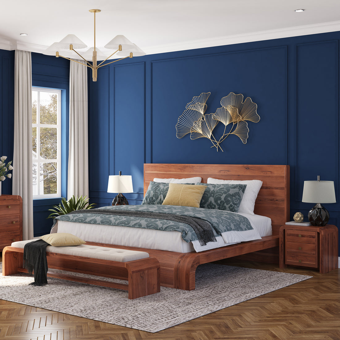 Stockton Solid Wood Curved Platform Bed