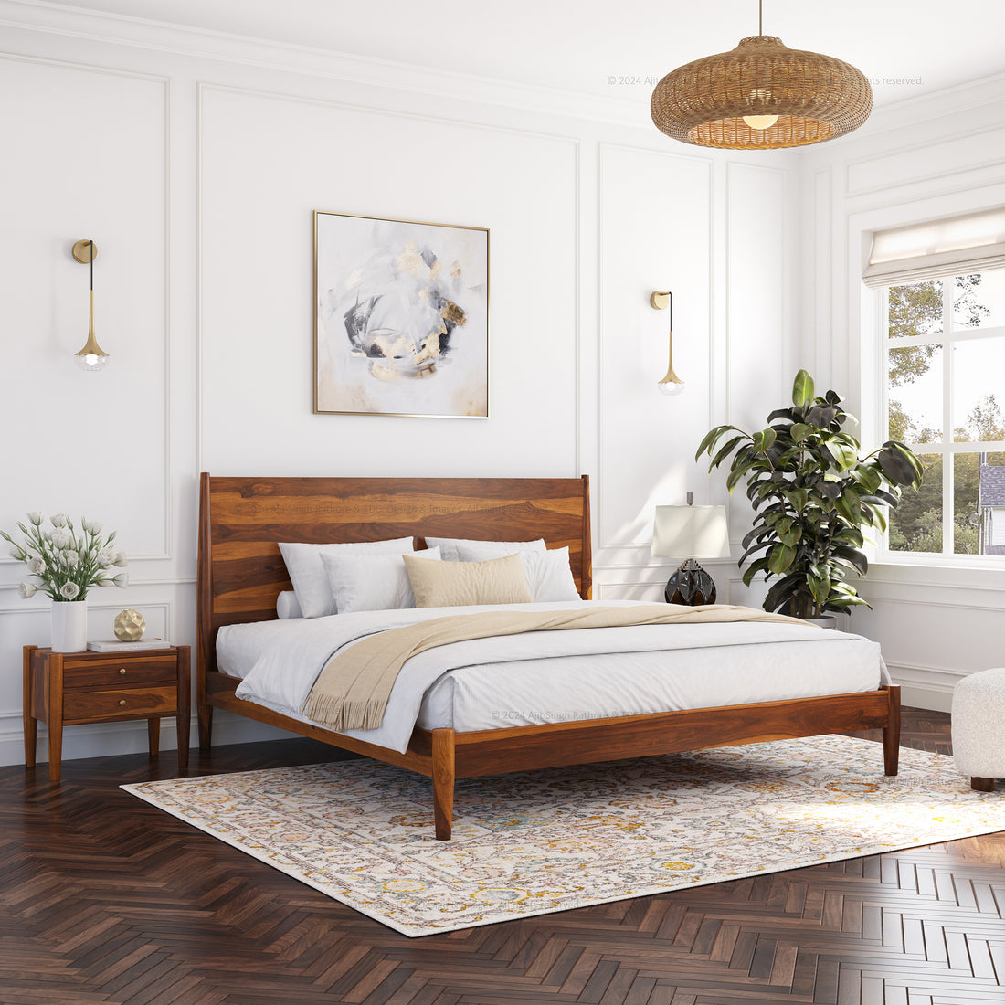 Searcy Solid Wood Platform Bed with Headboard &amp; Slats