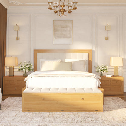 Seward Solid Wood Platform Bed with Boucle Upholstered Headboard