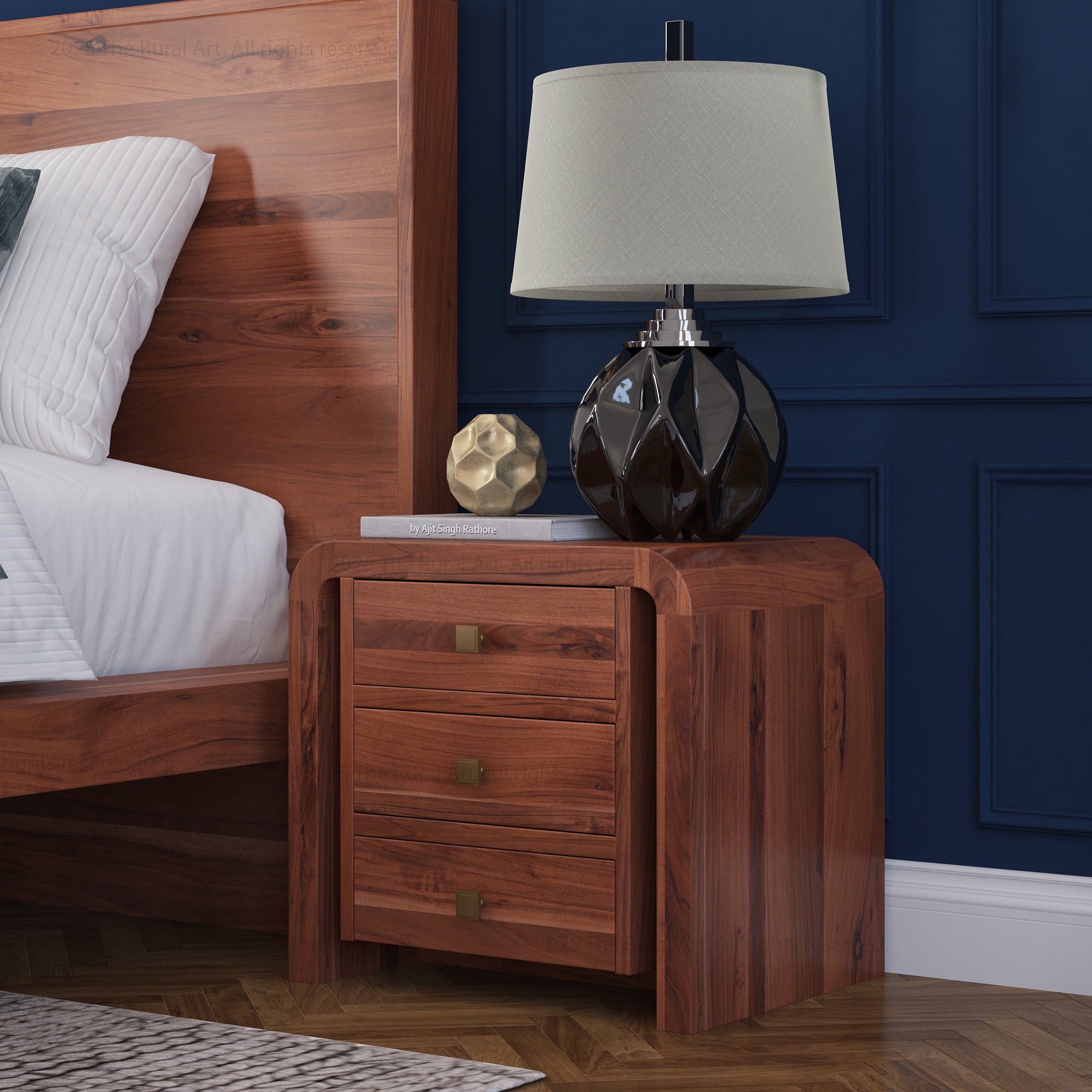 Stockton Solid Wood Nightstand With Three Drawers