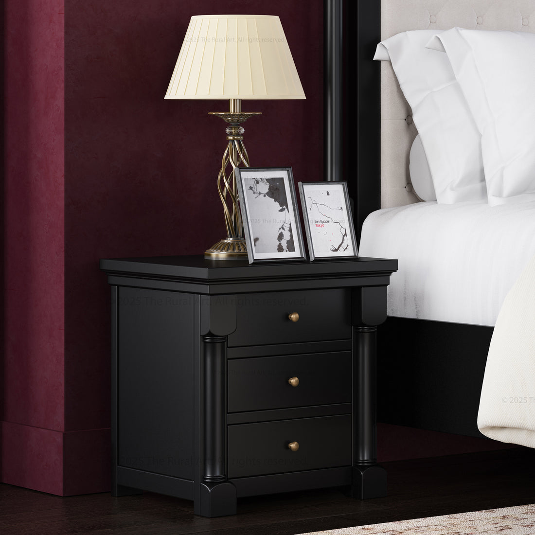 Verona Estate Solid Wood Nightstand With Three Drawers