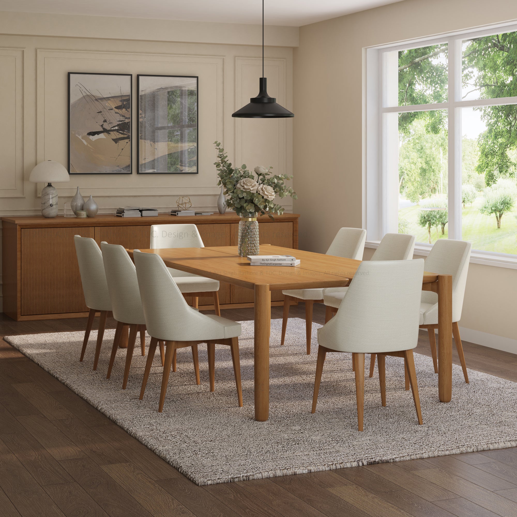 Farmington Teak Wood Modern Dining Table