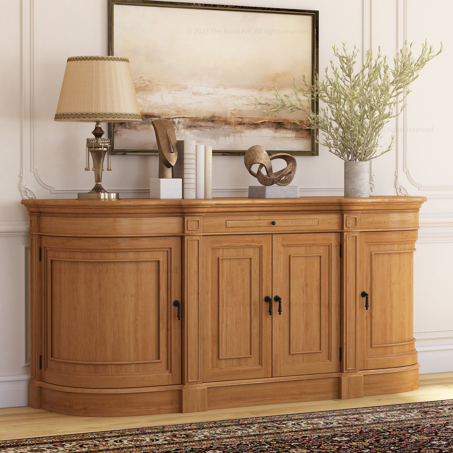 Goldfield Solid Wood Curved Sideboard Buffet Storage for Dining Room