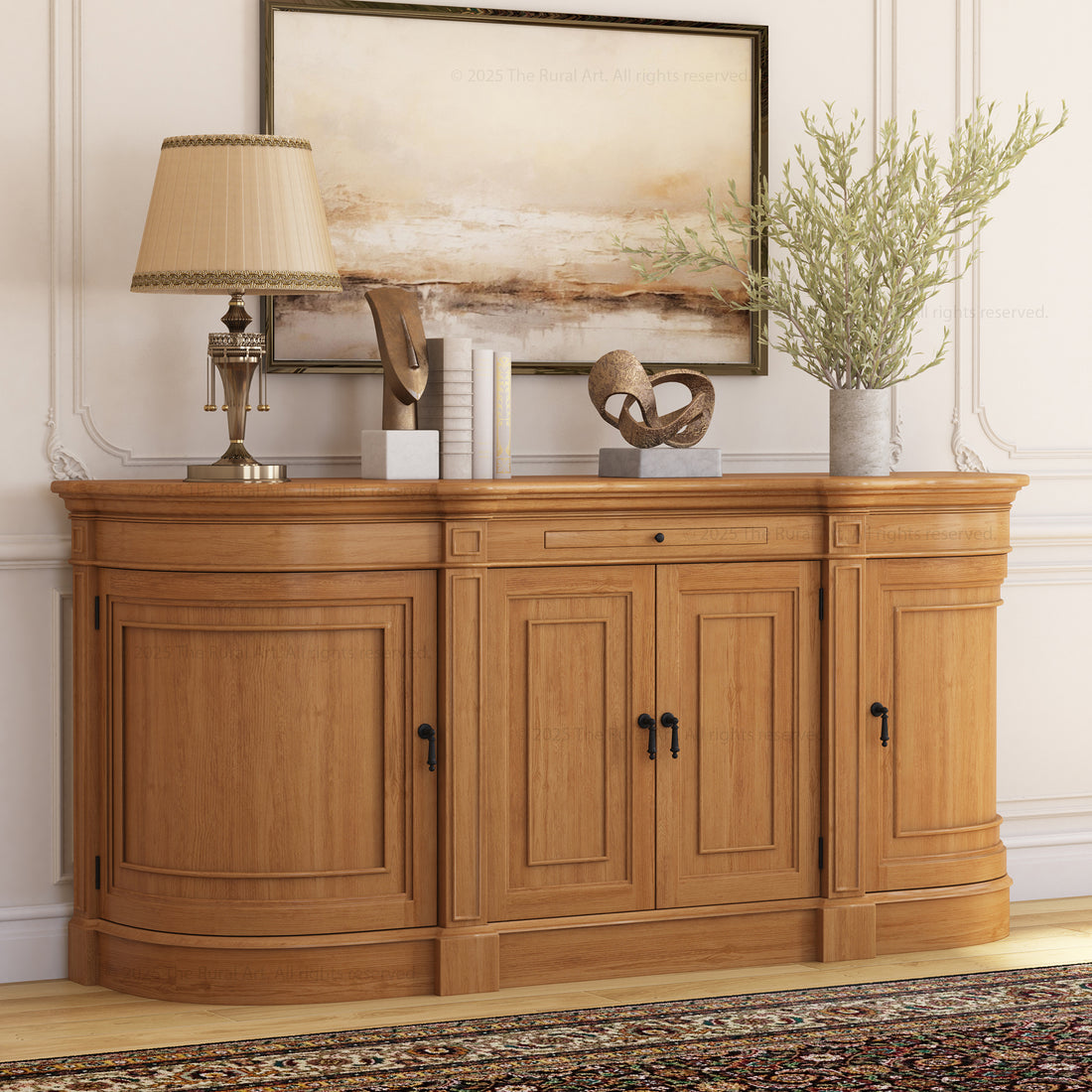 Goldfield Solid Wood Curved Sideboard Buffet Storage for Dining Room