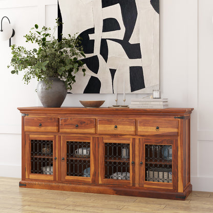 Naples Iron-Grid Solid Wood Buffet Sideboard