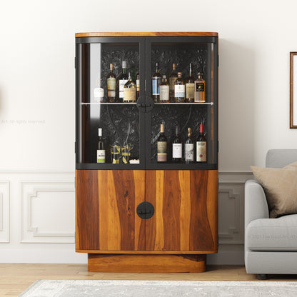 Woodinville Carved Bar Cabinet with Display Rack