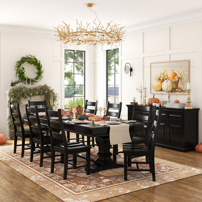 Sanford Solid Wood Dining Table with Dual Pedestal Legs