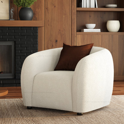 Jonesboro Modern Solid Wood Sofa with Boucle Upholstery and Curved Backrest