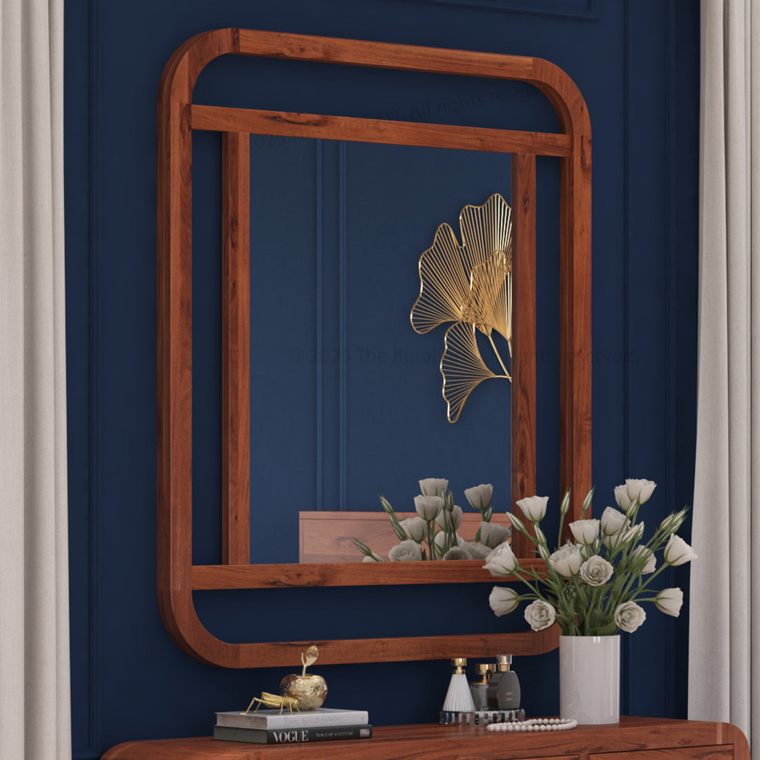 Stockton Solid Wood Open-Frame Wall Mirror