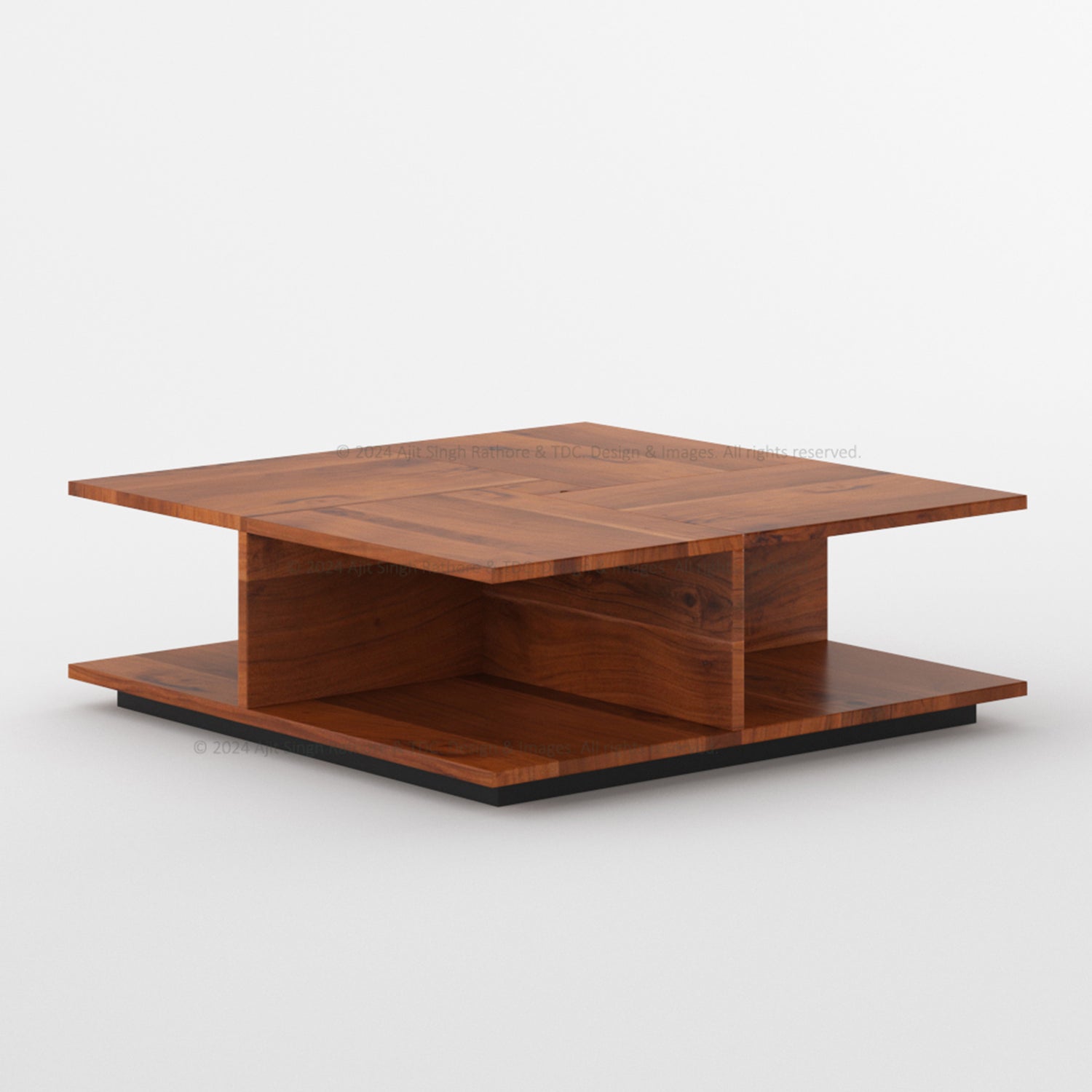 Prescott Solid Wood Living Room Set with 2 Tier Coffee Table