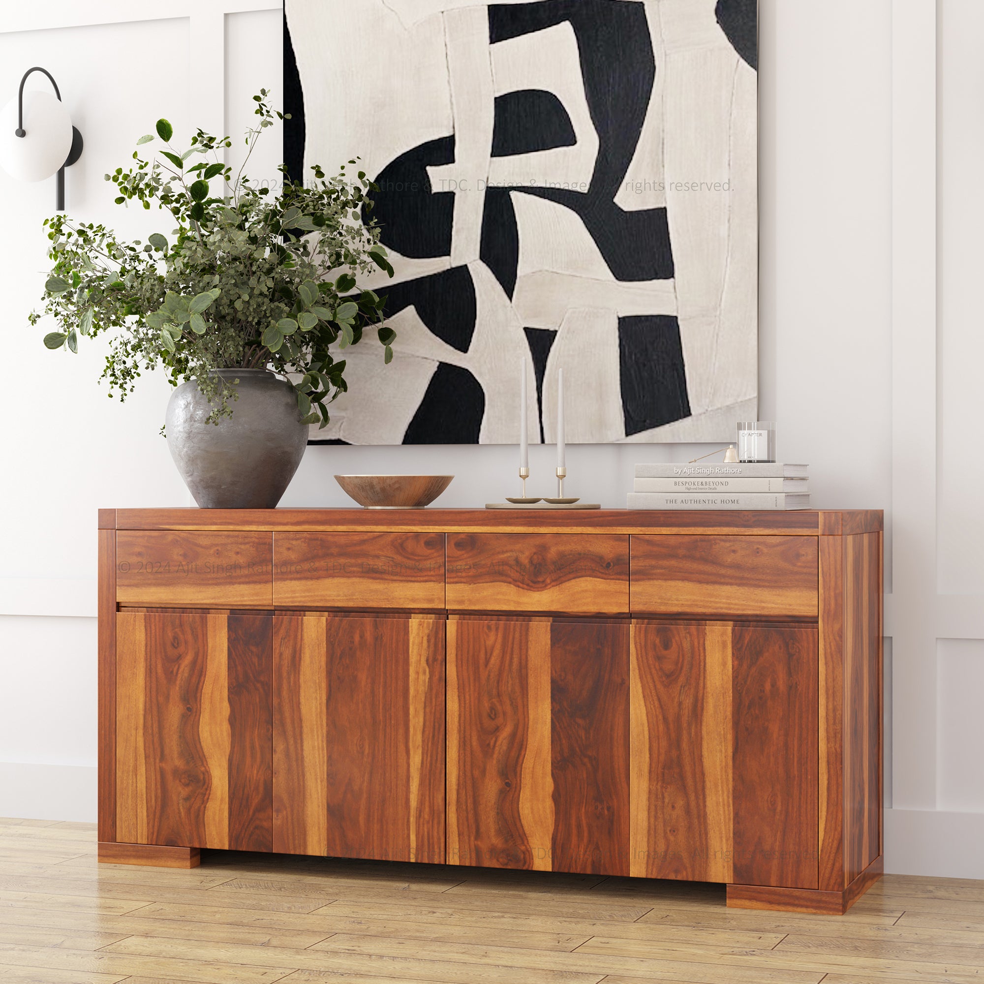 Solid Buffets Rustic Solid Wood Buffets Sideboard with Four Drawers | Arcadia