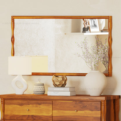 Jasper Solid Wood Mirror Frame with Sculpted Vertical Edges