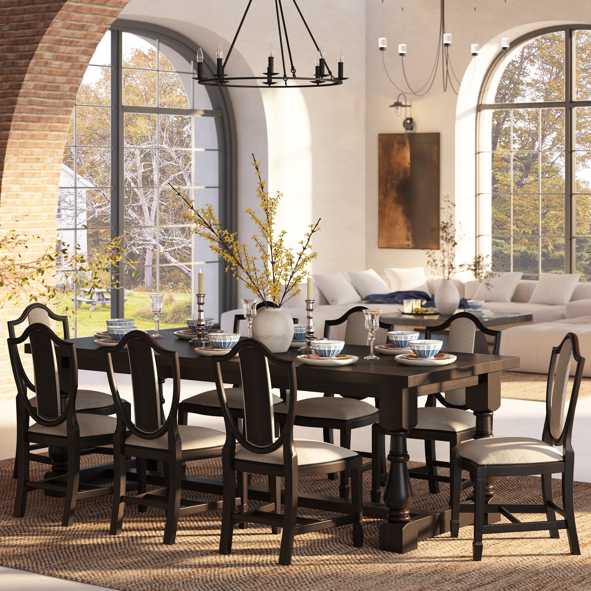 Bisbee Solid Wood Dining Table &amp; Upholstered Chair Set