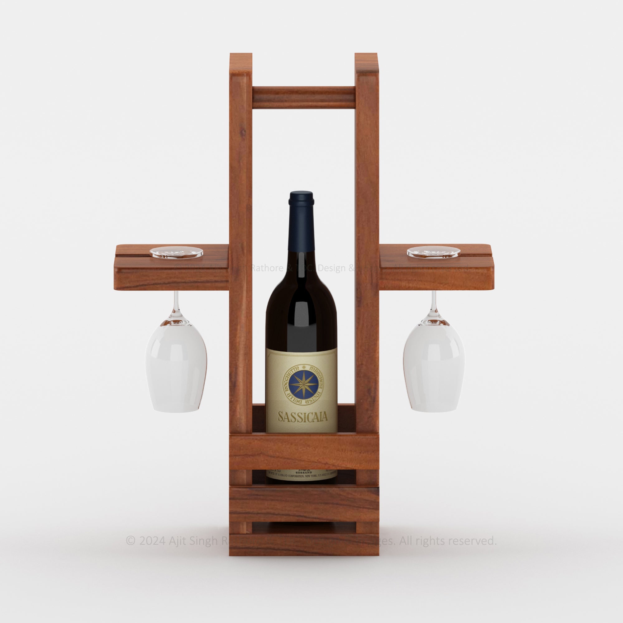 Tavern Tote Wine Bottle Holder With Glasses