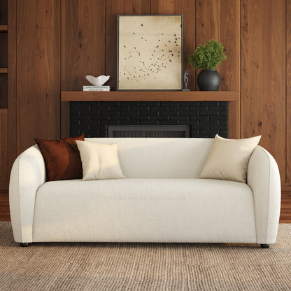 Jonesboro Modern Solid Wood Sofa with Boucle Upholstery and Curved Backrest